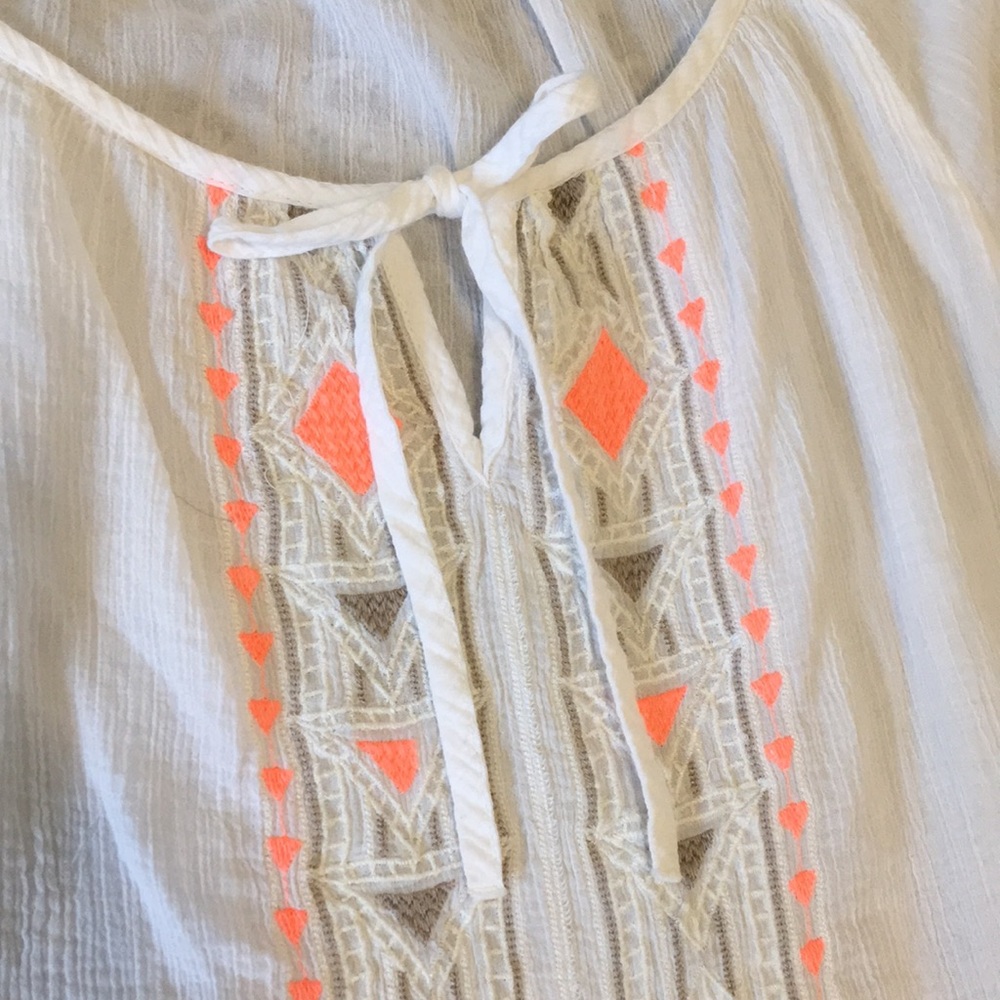 Embroidered Cotton 3/4 Sleeve Top